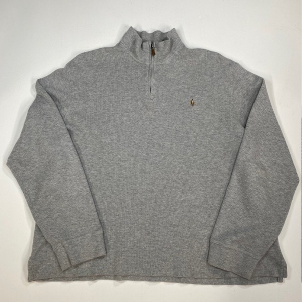 Polo Ralph Lauren Estate Rib Quarter Zip Pullover Sweater Mens XL Gray‎